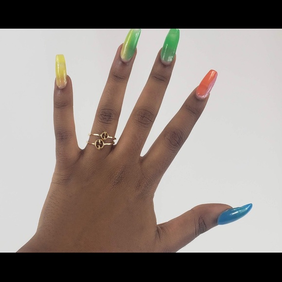 Gucci 1973 style GG double connected ring 18k Gold NEW IN BOX w/ POUCH AS SHOWN - Picture 6 of 11